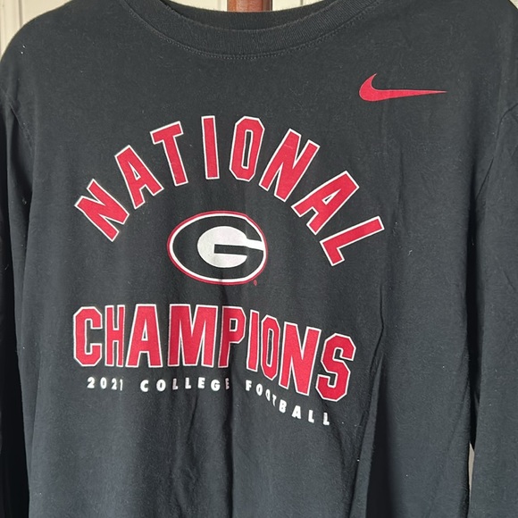 Nike UGA Georgia Bulldogs Black National Champions Long Sleeve Size Medium |A205 - Picture 2 of 4